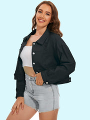 Distressed Distressed Button Up Denim Jacket - Trendsi
