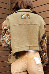 Printed Collared Neck Long Sleeve Jacket - Trendsi - Flyclothing LLC