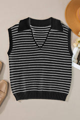 Striped Collared Neck Tank - Trendsi - Flyclothing LLC