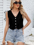 V-Neck Button Down Denim Vest - Trendsi - Flyclothing LLC