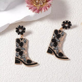 Western Boot Dangle Earrings with Rhinestones - Trendsi - Flyclothing LLC