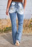 Star Embroidered Bootcut Jeans - Trendsi