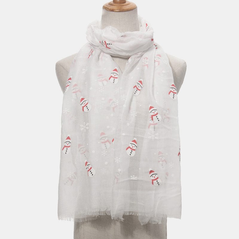 Fringe Snowman Polyester Scarf - Trendsi