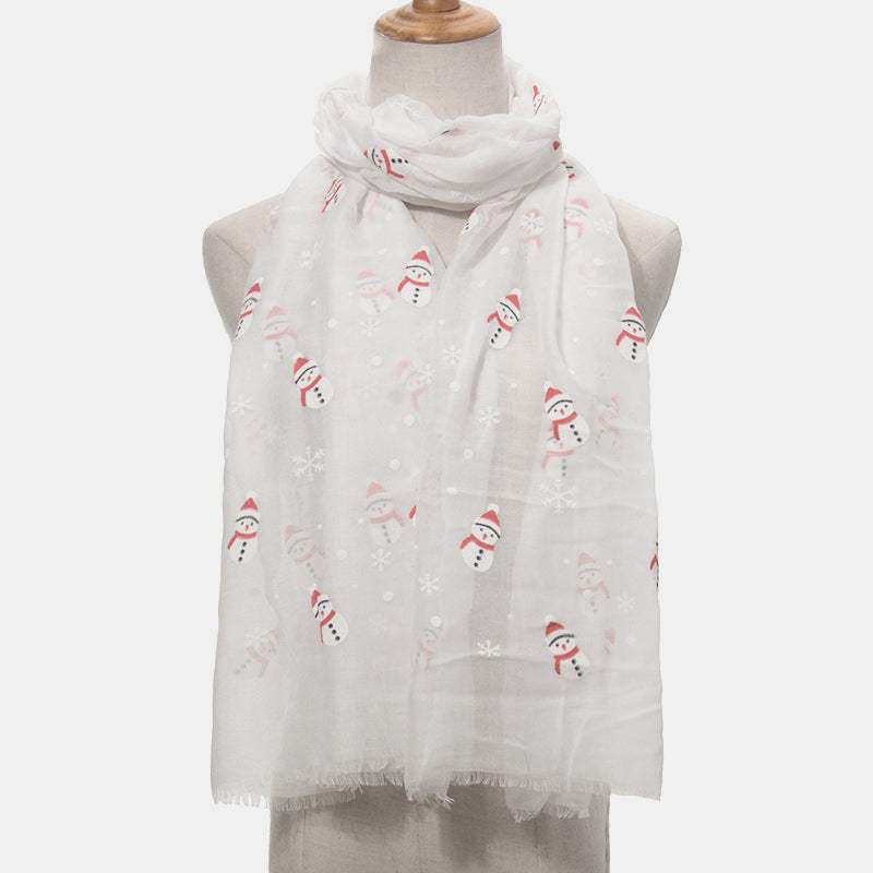 Fringe Snowman Polyester Scarf - Trendsi - Flyclothing LLC