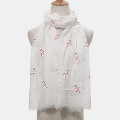 Fringe Snowman Polyester Scarf - Trendsi