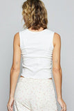 POL Eyelet Stud Detail Scoop Neck Cropped Tank - Trendsi