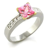 34104 - Reverse Two-Tone 925 Sterling Silver Ring with AAA Grade CZ  in Rose - Alamode
