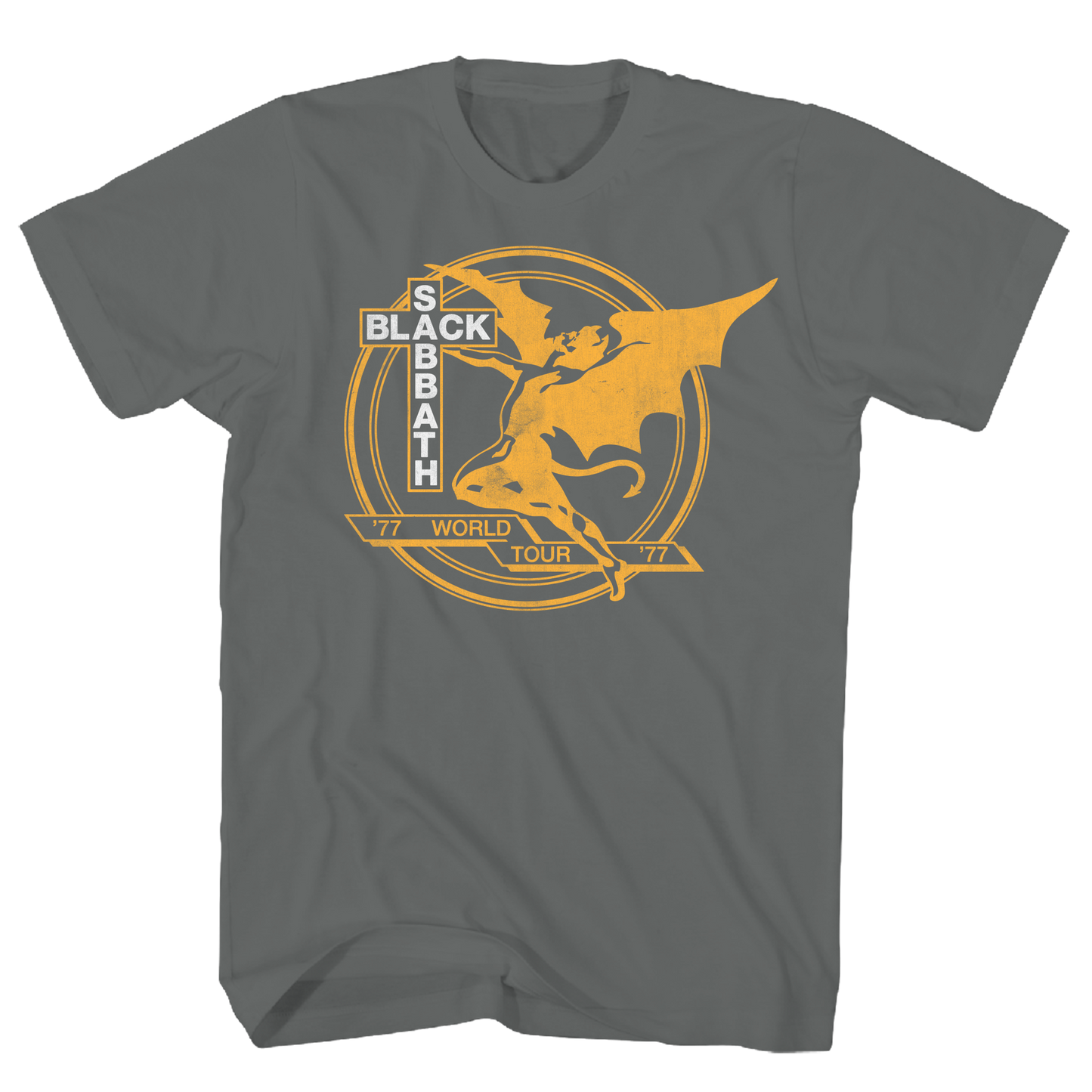 BLACK SABBATH 77 WORLD TOUR CHARCOAL T-SHIRT