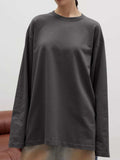Round Neck Dropped Shoulder Long Sleeve T-Shirt - Trendsi - Flyclothing LLC