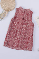 Frill Printed Round Neck Tank - Trendsi - Flyclothing LLC