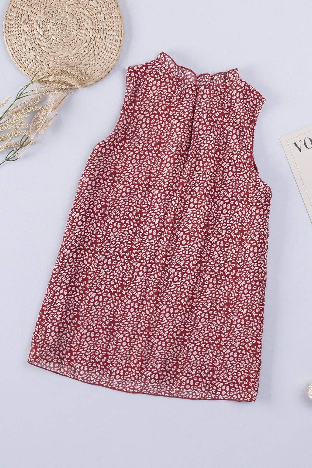 Frill Printed Round Neck Tank - Trendsi - Flyclothing LLC