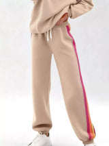 Striped Round Neck Sweatshirt and Pants Set - Trendsi - Flyclothing LLC