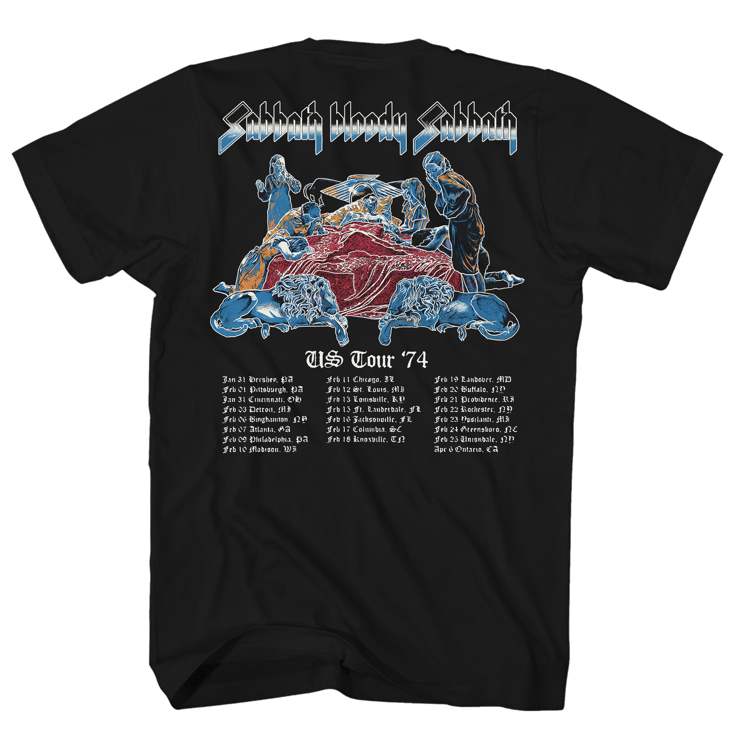 BLACK SABBATH BLOODY SABBATH US TOUR 74 FRT/BACK BLACK T-SHIRT