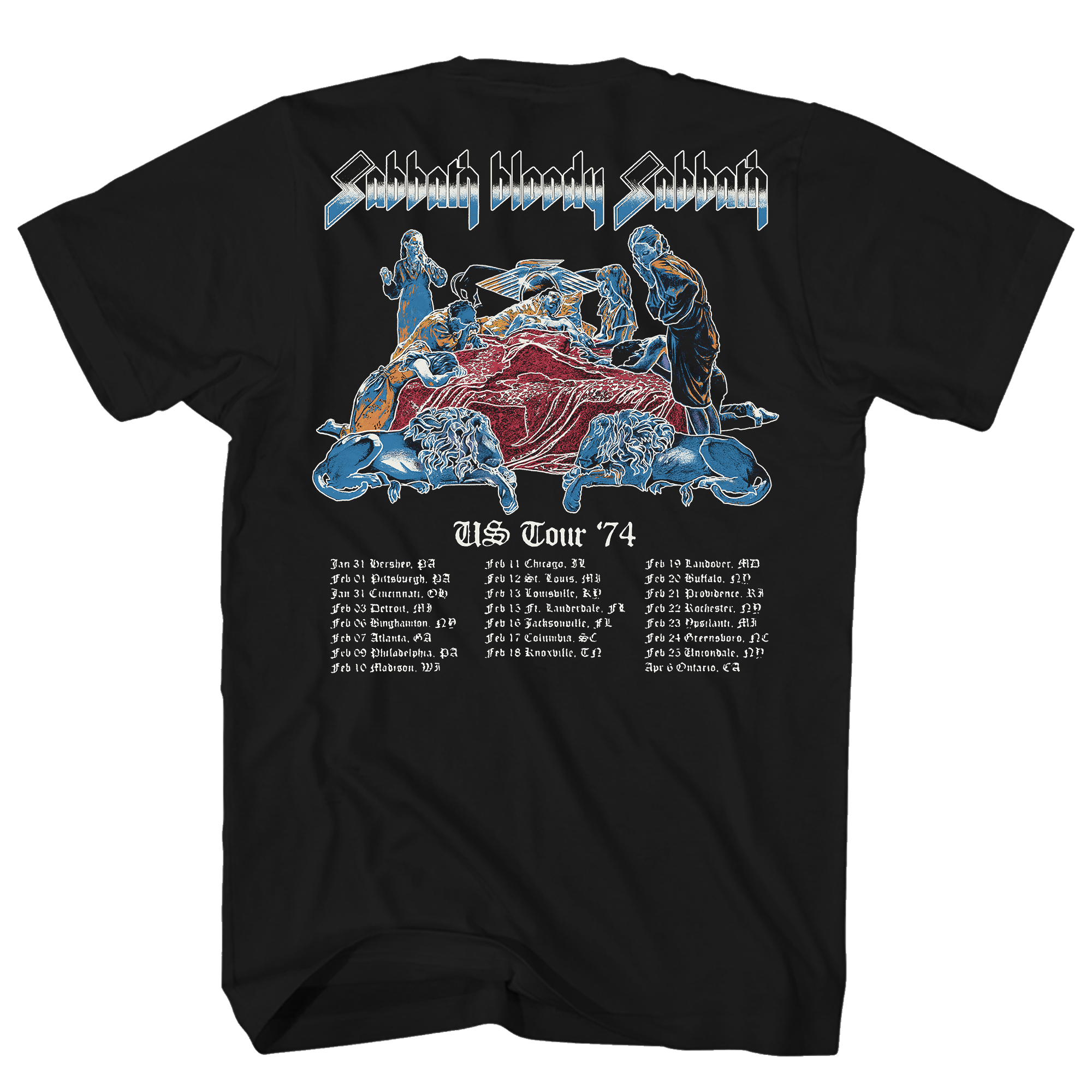 BLACK SABBATH BLOODY SABBATH US TOUR 74 FRT/BACK BLACK T-SHIRT