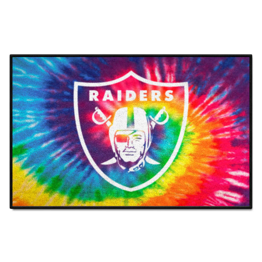 Las Vegas Raiders Tie Dye Starter Mat Accent Rug - 19in. x 30in. - Las Vegas Raiders