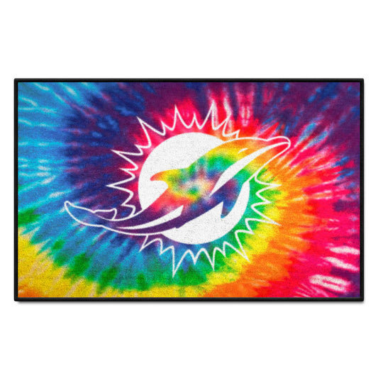 Miami Dolphins Tie Dye Starter Mat Accent Rug - 19in. x 30in. - Miami Dolphins