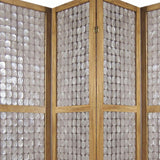 84" Clear Capiz Mother of Pearl Folding Three Panel Screen Room Divider - Homeroots