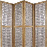 84" Clear Capiz Mother of Pearl Folding Three Panel Screen Room Divider - Homeroots - Flyclothing LLC