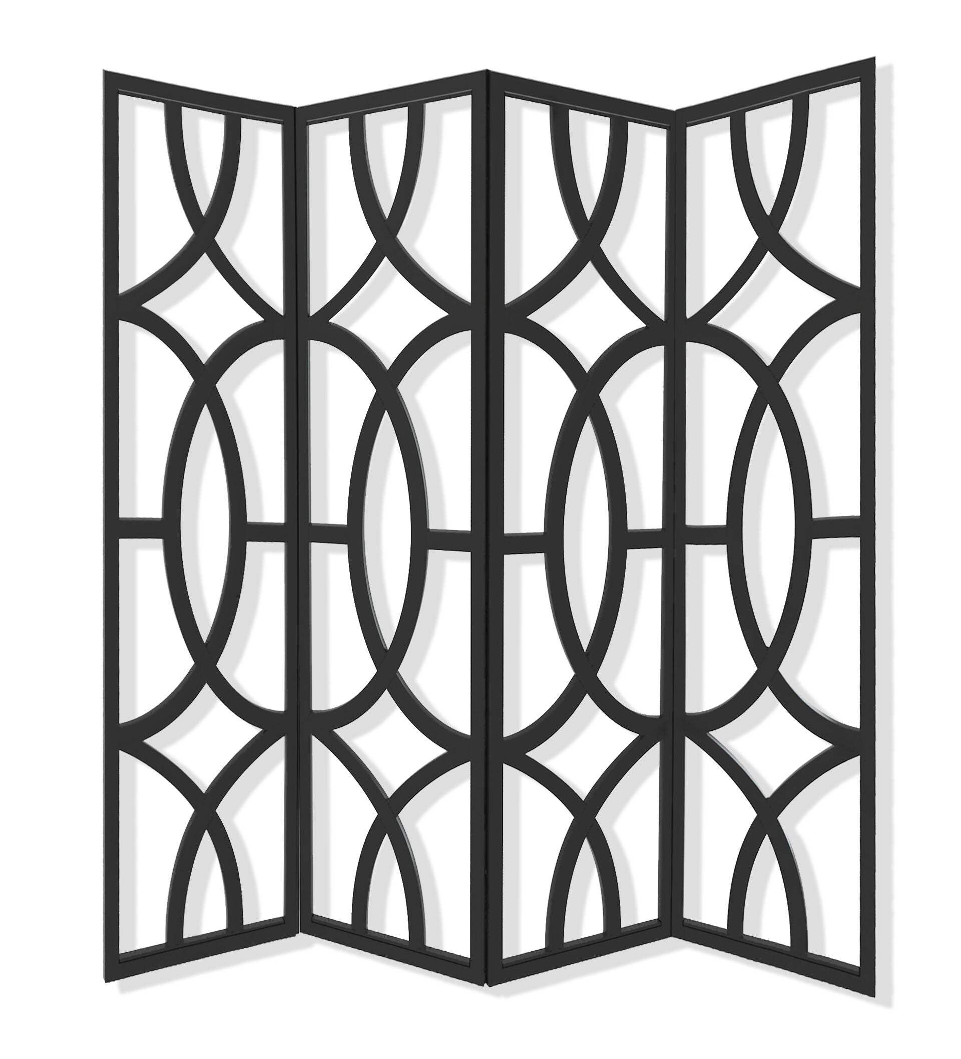 84 X 2 X 84 Black Wood 4 Panel Screen - Homeroots - Flyclothing LLC