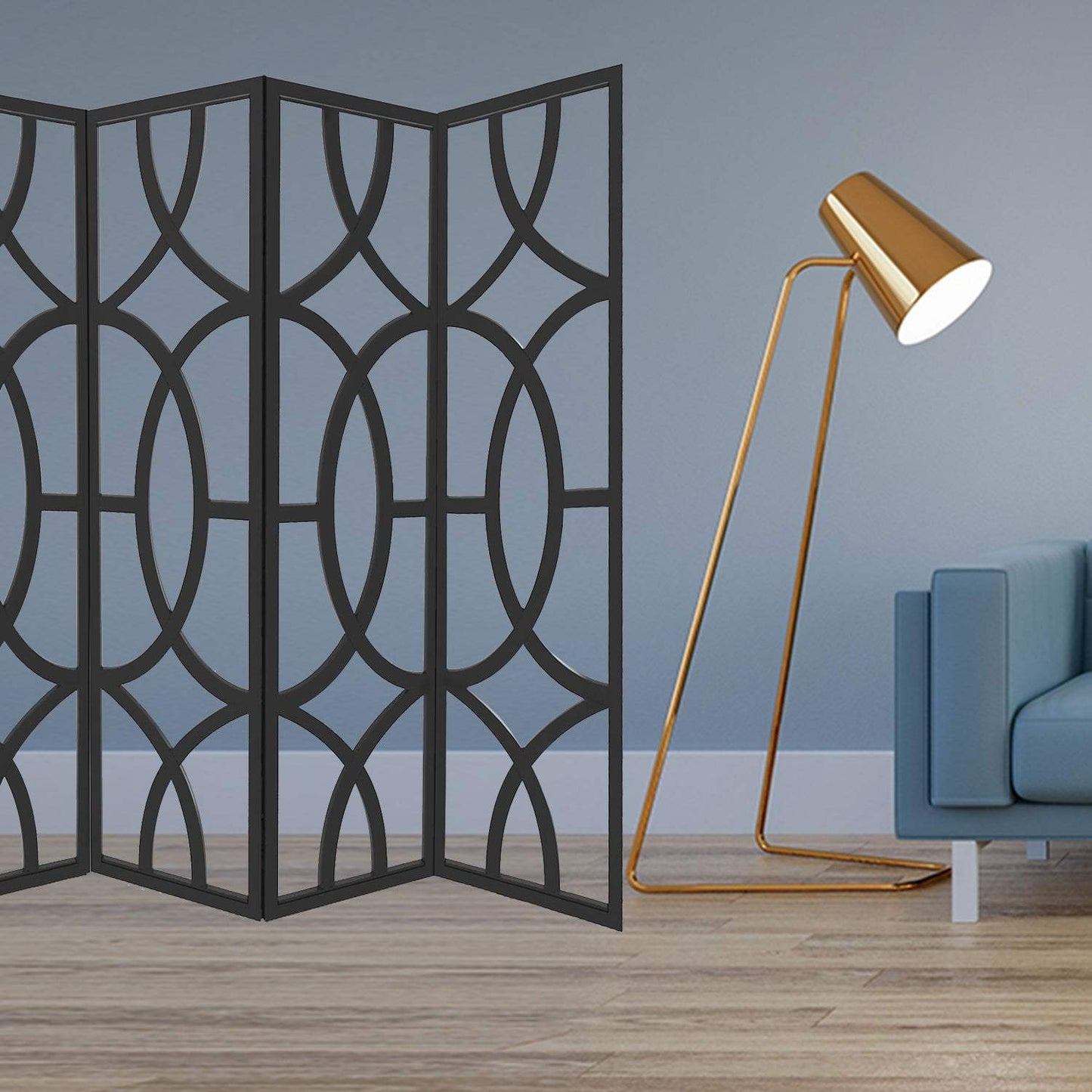 84 X 2 X 84 Black Wood 4 Panel Screen - Homeroots - Flyclothing LLC