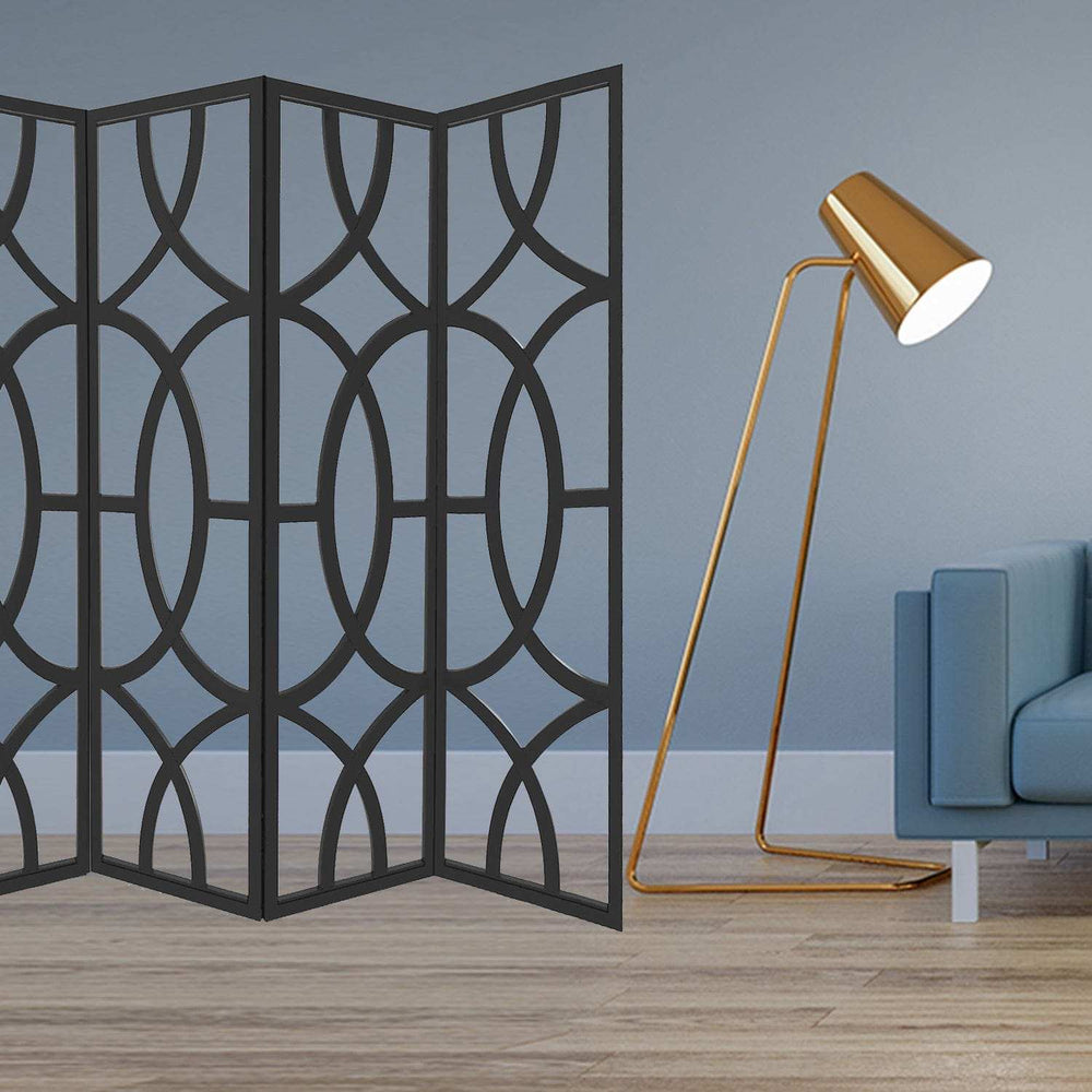 84 X 2 X 84 Black Wood 4 Panel Screen - Homeroots - Flyclothing LLC