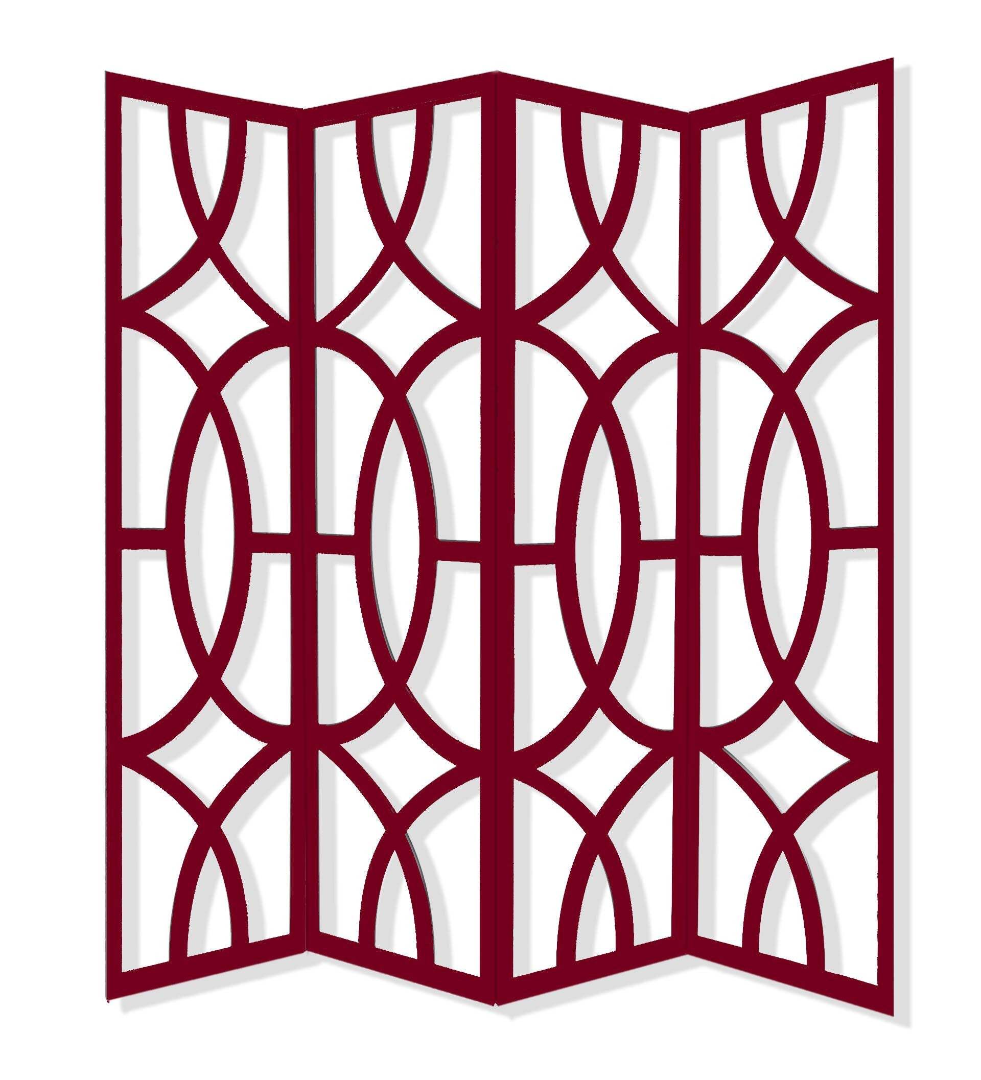 84 X 2 X 84 Red Wood 4 Panel Screen - Homeroots - Flyclothing LLC