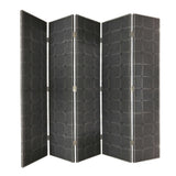 108" Gray Fabric And Wood Folding Five Panel Screen Room Divider - Homeroots