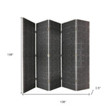108" Gray Fabric And Wood Folding Five Panel Screen Room Divider - Homeroots - Flyclothing LLC
