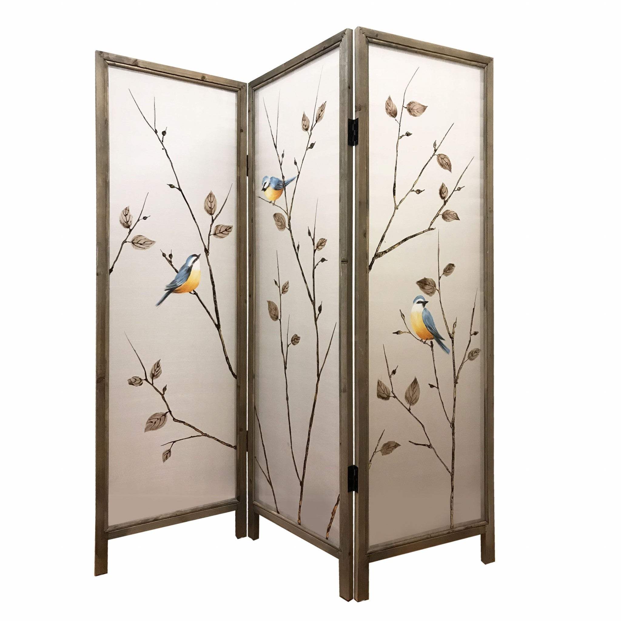 60 X 1 X 63 Brown Fabric And Wood 3 Panel Screen - Homeroots - Flyclothing LLC