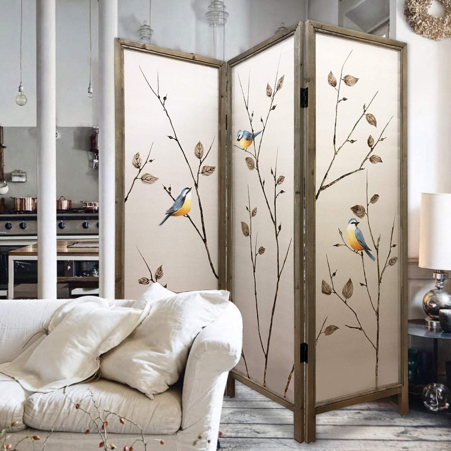 60 X 1 X 63 Brown Fabric And Wood 3 Panel Screen - Homeroots - Flyclothing LLC