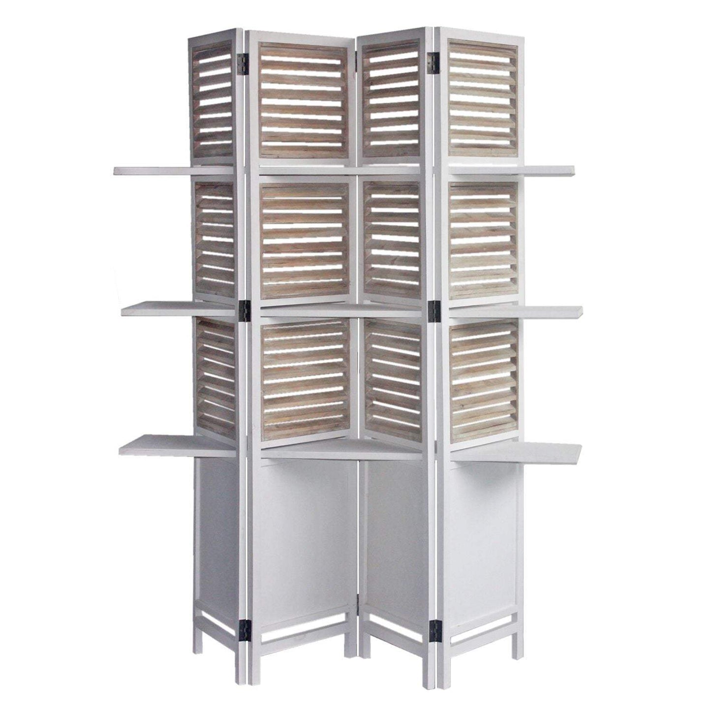 63 X 10 X 71 Traditional White Wood Shutter Screen - Homeroots - Flyclothing LLC