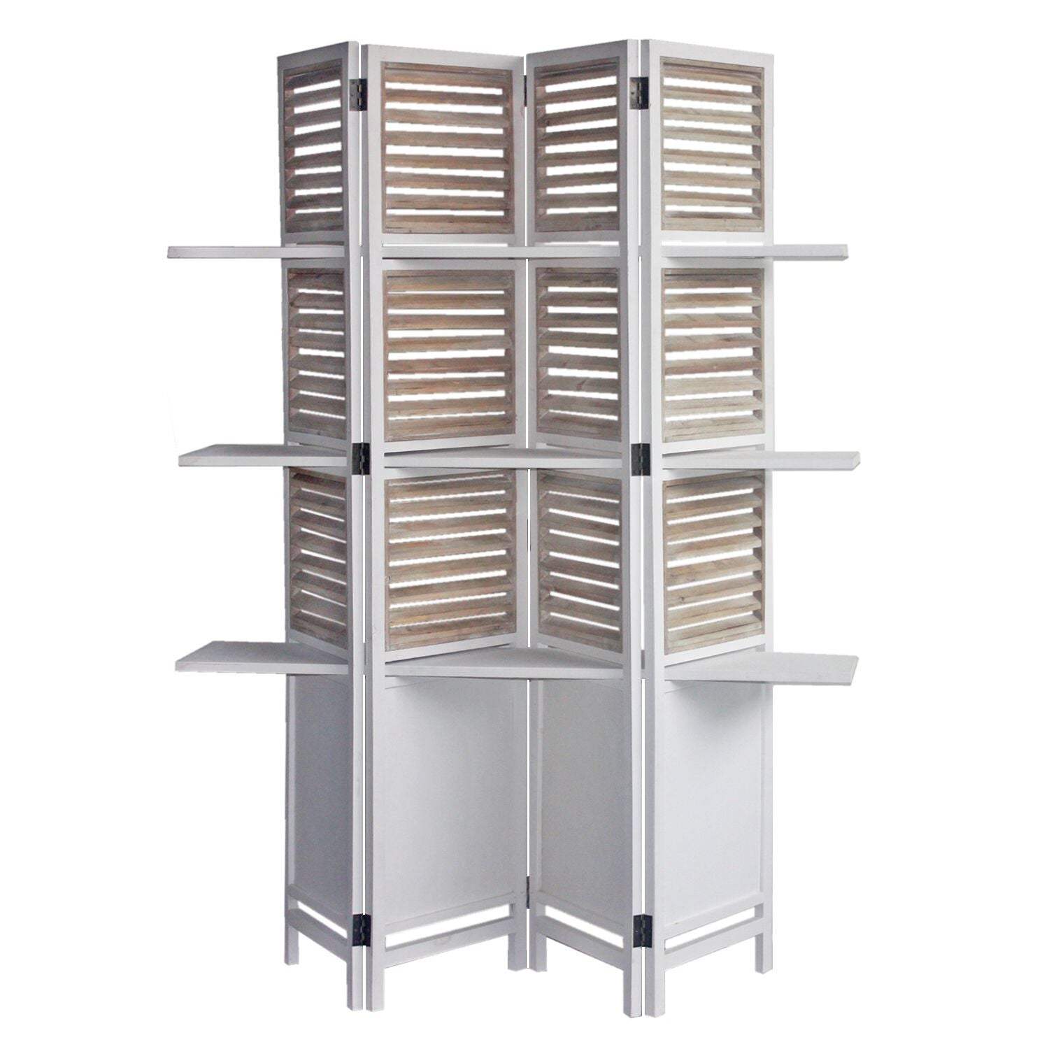 63 X 10 X 71 Traditional White Wood Shutter Screen - Homeroots - Flyclothing LLC