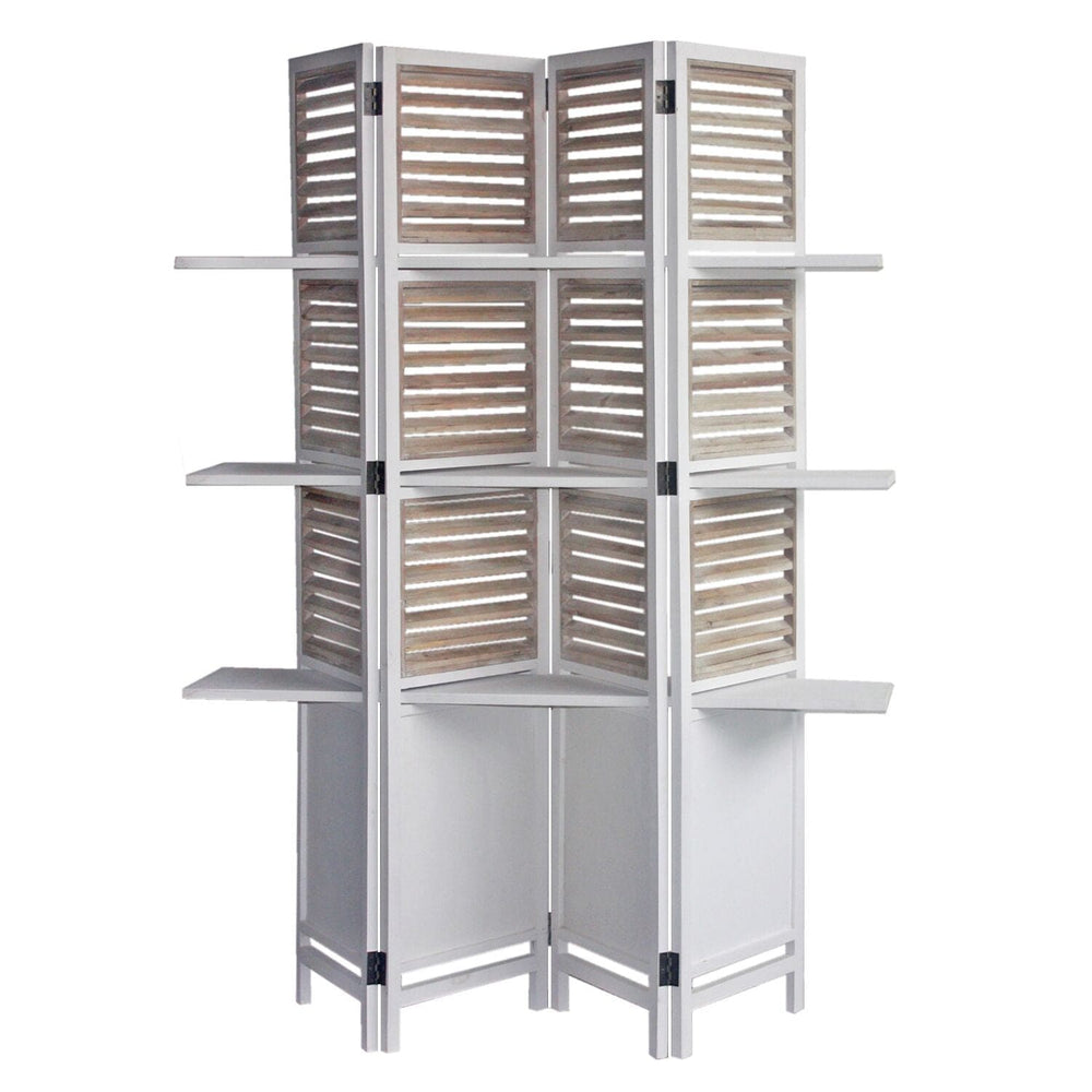 63 X 10 X 71 Traditional White Wood Shutter  Screen - Homeroots