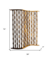 74" Natural Solid Wood Three Panel Screen Room Divider - Homeroots - Flyclothing LLC