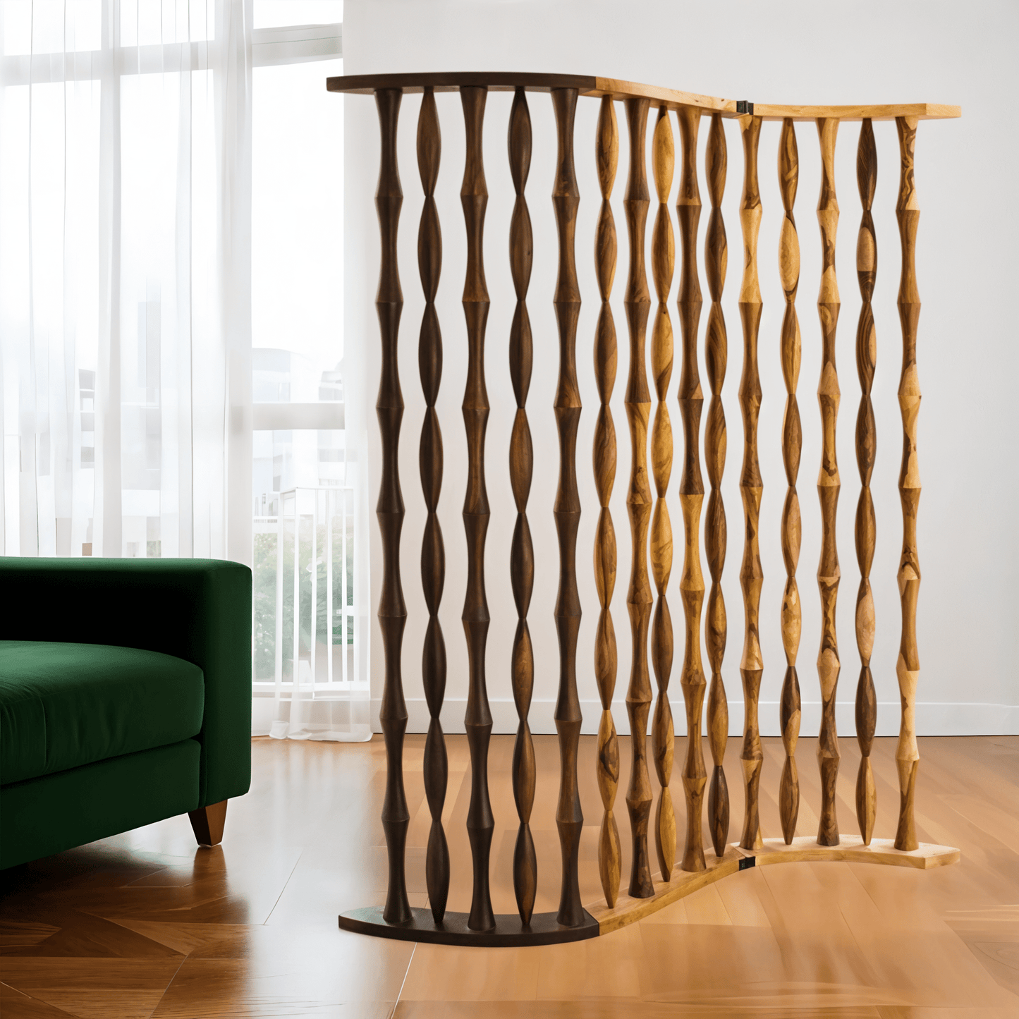 74" Natural Solid Wood Three Panel Screen Room Divider - Homeroots - Flyclothing LLC