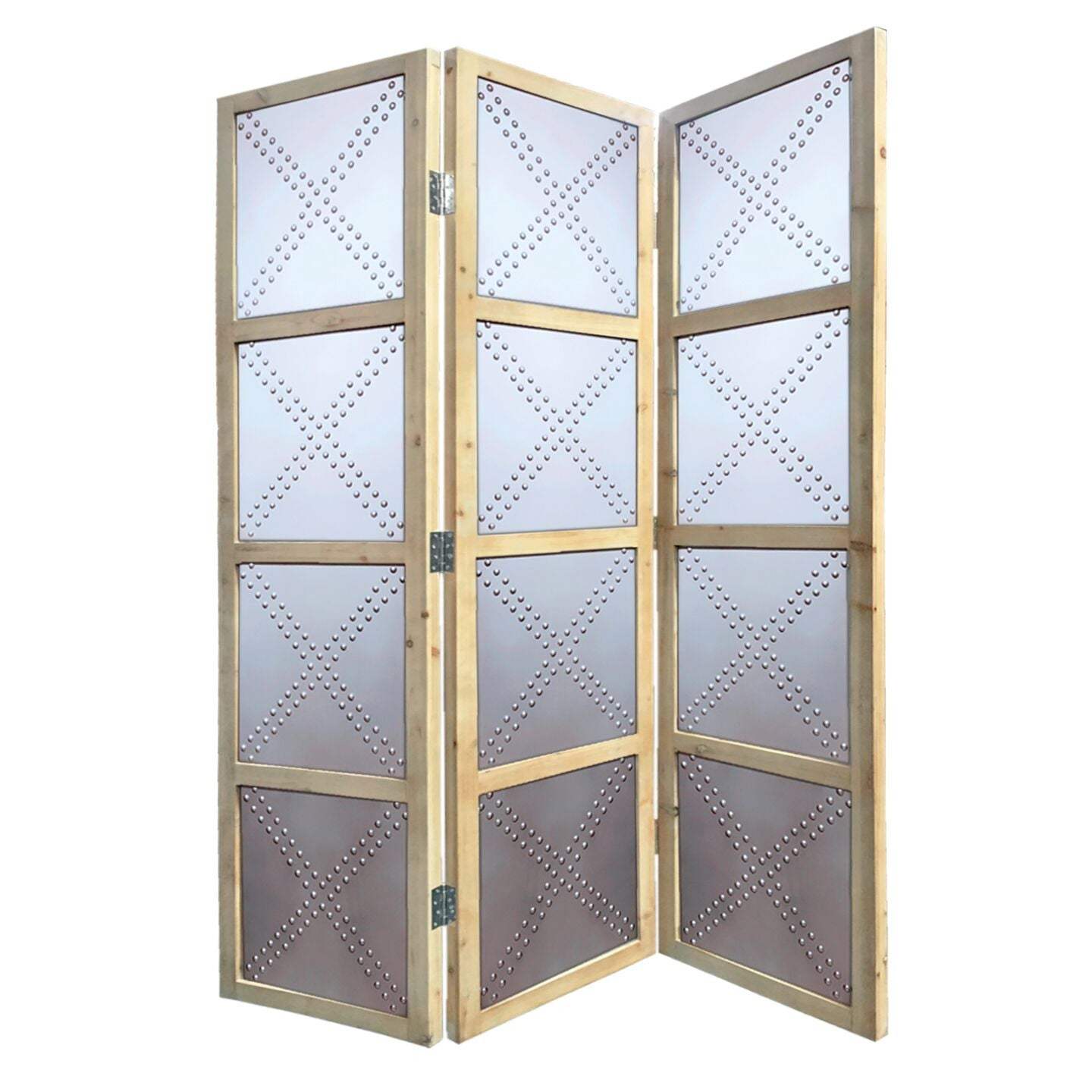 63 X 2 X 84 Silver Wood 3 Panel Screen - Homeroots - Flyclothing LLC