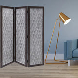 Versatile Dark Wood Three Panel Room Divider Screen - Homeroots