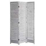 Distressed White Wood Shutter Three Panel Room Divider Screen - Homeroots
