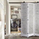 Distressed White Wood Shutter Three Panel Room Divider Screen - Homeroots
