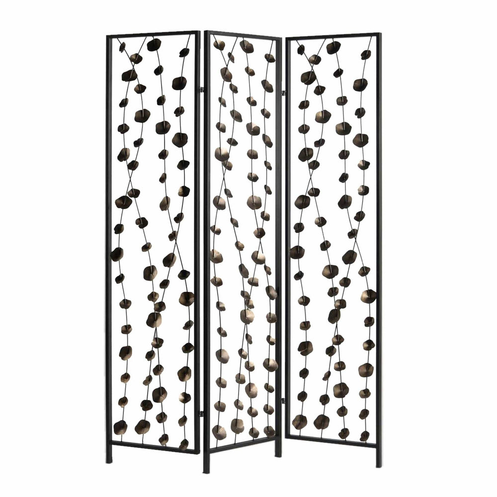 48 X 1 X 71 Gray And Bronze Metal Falling Blooms  Screen - Homeroots