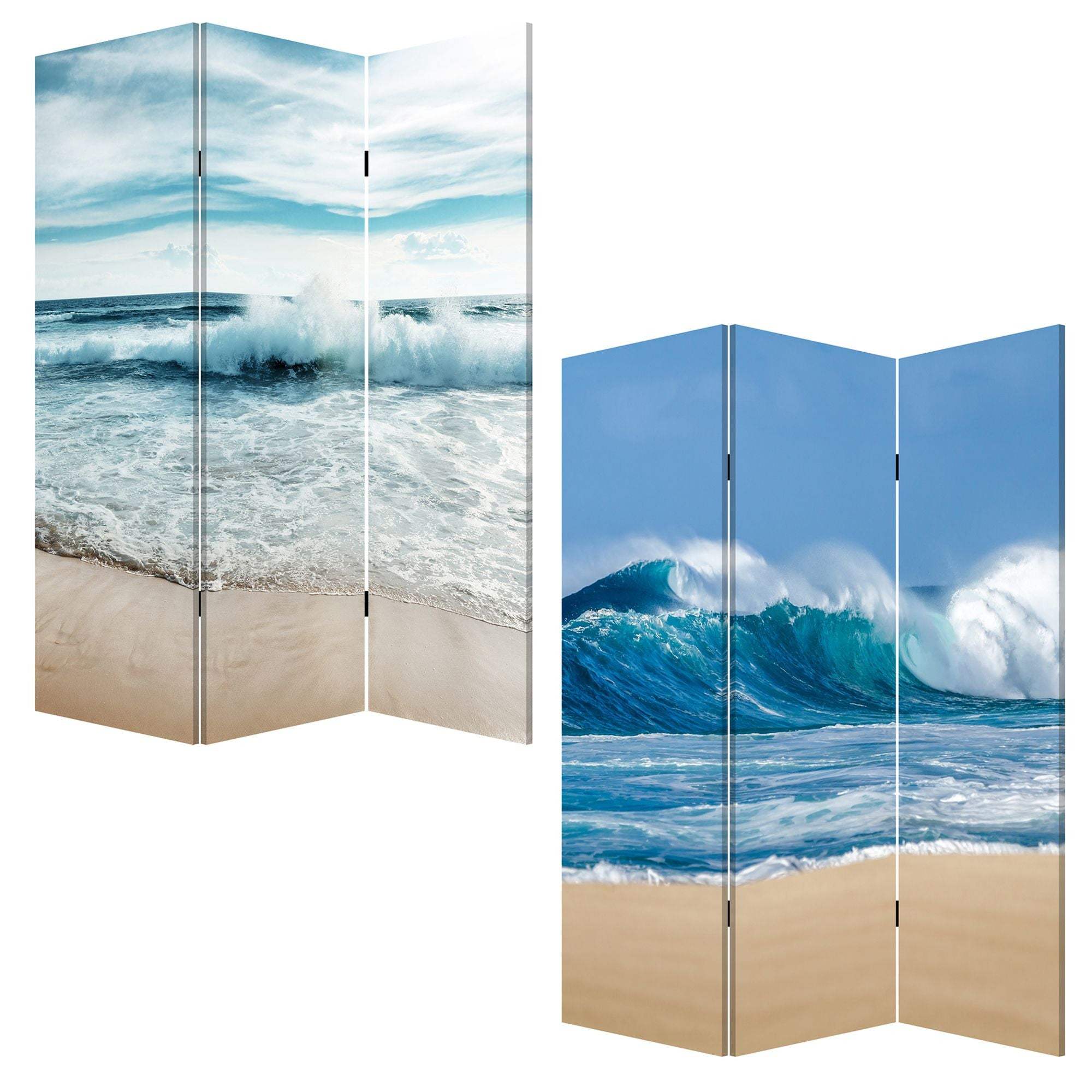 48 X 1 X 72 Multicolor Canvas Surf's Up - 3 Panel Screen - Homeroots - Flyclothing LLC