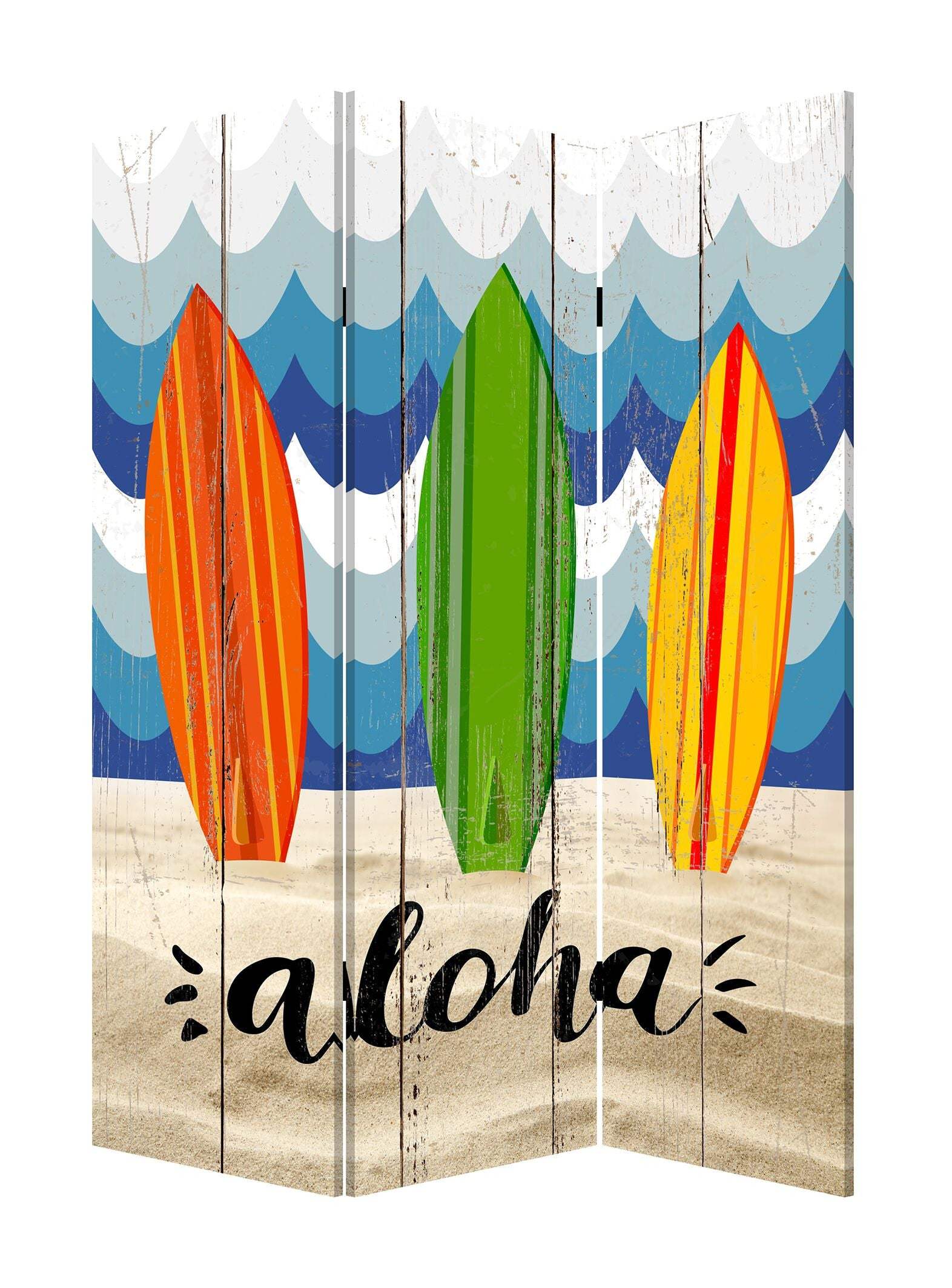 48 X 1 X 72 Multicolor Canvas Beach Treasures - 3 Panel Screen - Homeroots - Flyclothing LLC