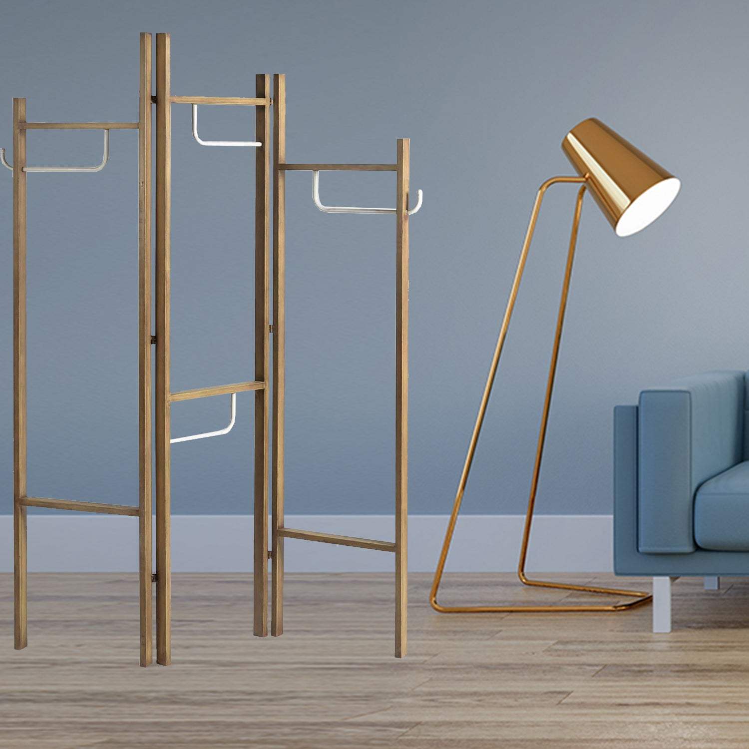 Contemporary Scandinavian Style Three Panel Room Divider Screen - Homeroots - Flyclothing LLC