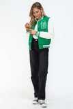 Love Me Now PU Leather Contrast Snap Down Bomber Jacket - Trendsi - Flyclothing LLC