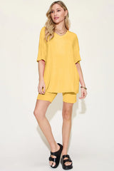Basic Bae Bamboo Full Size V-Neck Drop Shoulder T-Shirt and Shorts Set - ShopBasicbae - Flyclothing LLC