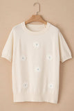 Daisy Round Neck Short Sleeve Knit Top - Trendsi - Flyclothing LLC