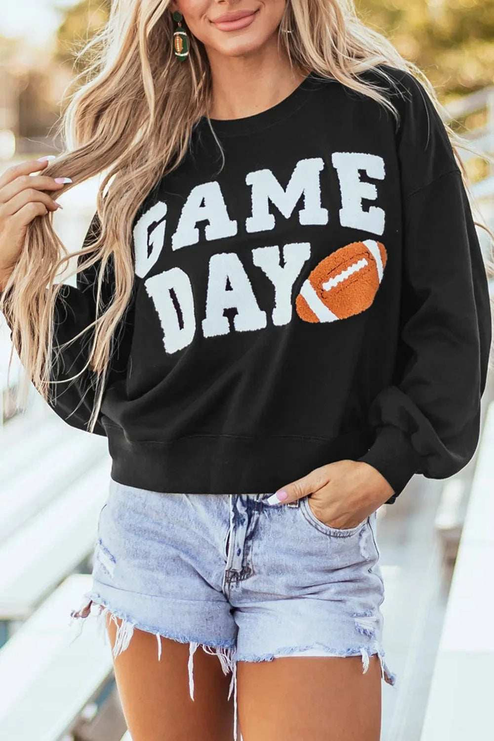 GAME DAY Round Neck Long Sleeve Sweatshirt - Trendsi - Flyclothing LLC