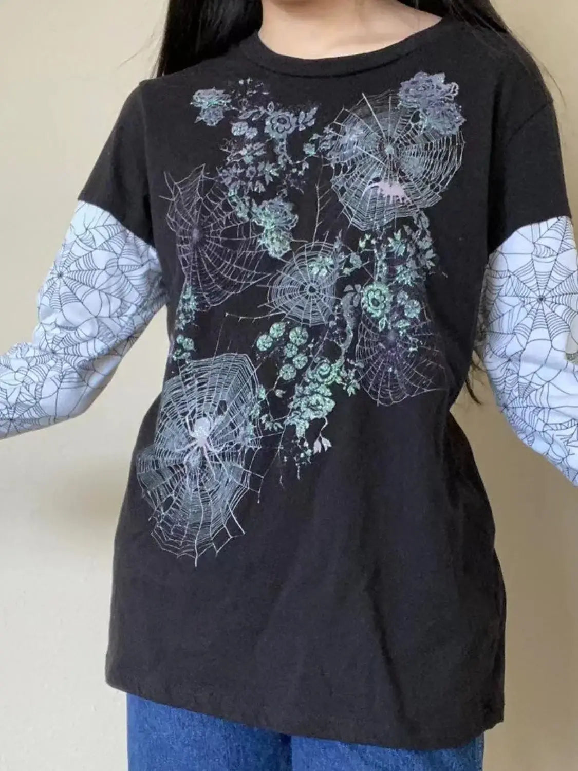 Graphic Round Neck Long Sleeve T-Shirt - Trendsi - Flyclothing LLC