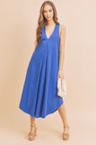 Aemi + Co Front Pleat Detail V-Neck Sleeveless Midi Dress - Trendsi