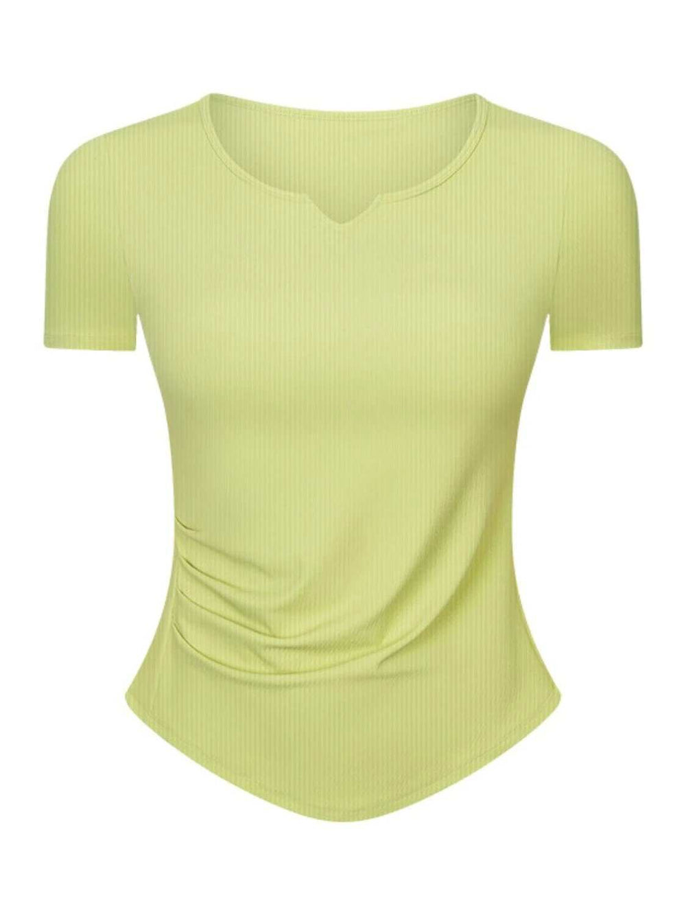 Notched Short Sleeve Active T-Shirt - Trendsi - Flyclothing LLC